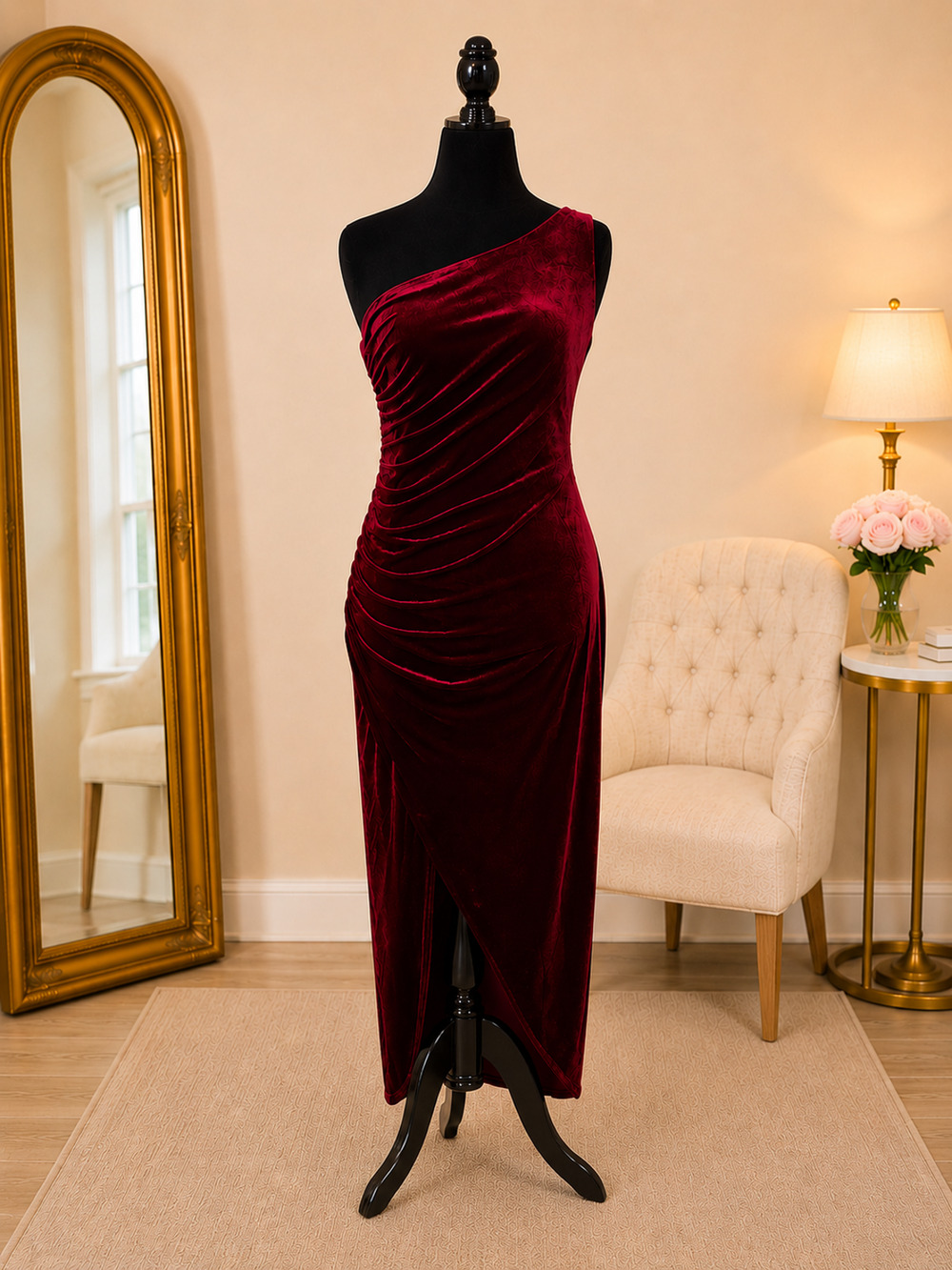 Ruby velvet Formal Dress, US M/L, NEW